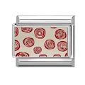 Italian modular charm link in stainless steel with red swirl art pattern on beige inlay - Red Swirl Style