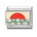 Italienischer Modul-Charm mit bunt gemaltem Gänseblümchenfeld und Sonnenuntergang - Sonnenuntergang Gänseblümchen (Bild 8)