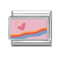 Italienisches Charm-Modul in Silber mit rosa Herz und buntem Wellenmuster-Design - Rosa Herz-Welle (Bild 9)