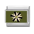 Italian charm link with green background and floral pattern in stainless steel - Artistic Flower On Green Style