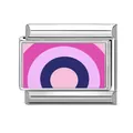 Italienisches Charm-Modul in Silber mit blauem und pinkem Emaille-Geometriemuster - Geometrischer Farbblock (Bild 11)