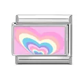 Italienisches Charm-Glied mit buntem Herzmuster aus poliertem Edelstahl für DIY Armbänder - Konzentrisches Herz (Bild 12)