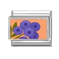 Italienisches Charm-Armband-Glied mit Edelstahl-Basis und Blaubeeren-Motiv - Lila Blaubeeren (Bild 15)