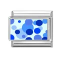 Italian charm link with blue polka dot pattern in durable stainless steel finish - 1*0.9cm / Blue Polka Dots Pattern (Blue 11) / Silver