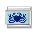 Italian modular charm link in stainless steel featuring a blue cartoon crab design - 1*0.9cm / Crab Pattern (Blue 12) / Silver