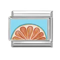 Italian charm link featuring a hand-painted orange slice design on stainless steel - 1*0.9cm / Grapefruit Slice Pattern (Blue 13) / Silver