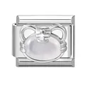 Italian DIY modular charm link with silver zodiac tiger design and white opal stone - Steel-Tiger Pattern (M293785)