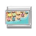 Maglia per bracciale in acciaio inossidabile stile italiano con motivo ombrellone - Vista Ombrellone da Spiaggia (Motivo 7)