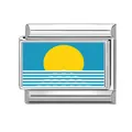 Charm per bracciale italiano in acciaio inossidabile con motivo di sole e onde marine - Sole Onda Minimalista (Motivo 9)