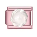 Rosa modulares Glied mit weißer Spiralperlen-Blume für italienische Armband-Stile - Perle Gedreht Rund