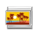 Charm modulare italiano in acciaio inox con tramonto tropicale e palme - Tramonto Palme Tropicali (Motivo 10)
