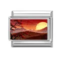 Charm italiano in acciaio inossidabile lucido con paesaggio montano autunnale - Catena Montuosa Autunnale (Motivo 12)