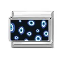 Italian charm link with colorful evil eye patterns on polished stainless steel base - Multi Evil Eye (Color Black 10)