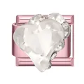 Italienisches Charm-Glied mit Herzkristall und Roségold-Beschichtung für Armbänder - Weißer Diamant Großes Herz
