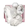 Rosa Modular-Charm mit weißer Rose, Herz-Kristall und Perle für italienisches Armband - Weißer Diamant Irreguläres Herz