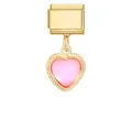 Maillon italien avec pendentif cœur rose finition dorée pour bracelet DIY - Cœur Rose Style 1