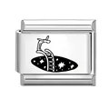 Italian charm bracelet link in silver stainless steel with black ladder to stars pattern - Ladder to Stars Pattern (14) / 1*0.9cm