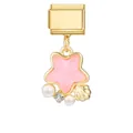 Italienischer Charme mit rosa Stern, Perlen, Zirkon und goldenem Muschel-Anhänger - Rosa Stern