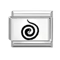Modular stainless steel link with black spiral charm for DIY Italian style bracelets - Abstract Spiral Pattern (16) / 1*0.9cm