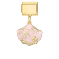 Maillon de bracelet modulaire italien doré avec un pendentif coquillage en émail rose - Coquillage Rose