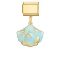 Maillon de charme italien avec pendentif de plage en émail bleu et finition dorée - Coquillage Bleu
