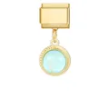 Charme modulaire italien en or 18 carats avec pendentif en pierre bleue translucide - Rond Bleu