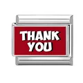 Italian style charm link in silver finish with red Thank You inscription - THANK