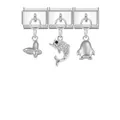 Modular bracelet charms featuring butterfly, dolphin and penguin dangles in silver finish - Butterfly Dolphin Penguin Combo / Silver