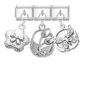 Three-piece set of silver Italian modular charms with flower and butterfly pendants - Flower Tulip Butterfly Combo / Silver