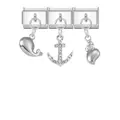 Italian charm bracelet set featuring silver whale, anchor with stones, and shell charms - Dolphin Anchor Shell Combo / Silver