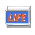 Italian style DIY stainless steel charm with blue finish and LIFE lettering - LTFE