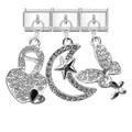 Italian charm bracelet links featuring silver heart lock, crescent moon, and butterfly - Heart Lock Moon Star Butterfly Combo