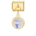 Italienisches Modul-Armbandelement in Gold mit rundem, schillerndem Stein-Anhänger - 0.9x1.0cm / Gold Basis Weiß Rund