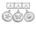 Italian charm bracelet charms with starfish, butterfly, and shell pendants in silver - Starfish Butterfly Shell Combo