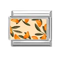 Eslabón de pulsera de dijes italianos en acero inoxidable con diseño de naranja y hojas - 1,0 cm x 0,9 cm / Patrón de Hoja de Naranja (Figura-2)