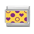 Abalorio modular italiano con corazón púrpura y motivos geométricos sobre amarillo - 1,0 cm x 0,9 cm / Patrón Geométrico de Corazón Amarillo (Figura-3)