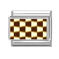 Italienisches Modul-Armbandelement aus Edelstahl mit geometrischem Muster in Braun und Gold - 1,0 cm x 0,9 cm / Geometrisches Gittermuster (Abbildung-5)