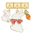 DIY charm bracelet set featuring gold rabbit pendants and a carrot with enamel details - Rabbit Carrot Gold Combo