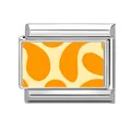 Italienisches Edelstahl-Modul-Charm mit orange-beige abstraktem Punktmuster-Design - 1,0 cm x 0,9 cm / Abstraktes Punktemuster (Abbildung-8)