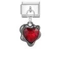 Charm im italienischen Stil mit rotem Herzkristall-Anhänger und Silberverbinder - Roter Zirkonia Großes Herz (M293754)