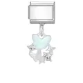 Charm link italiano con ciondolo a farfalla blu in smalto e piccoli strass luminosi - 1*0.9cm / Ciondolo con Base in Acciaio - Farfalla Blu 1