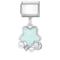 Charm modulare italiano con stella azzurra, conchiglia e perla per bracciale fai-da-te - 1*0.9cm / Ciondolo con Base in Acciaio - Stella a Cinque Punte Blu 2