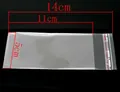 Detailansicht klarer OPP-Beutel 5x11cm mit rotem Selbstklebestreifen auf Schwarz - 5x14cm (200 Stück/Packung) (IB07379)