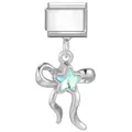 Charm modulare in argento con ciondolo a fiocco e stella blu aurora per bracciale fai da te - 1*0.9cm / Ciondolo con Base in Acciaio - Cuore con Fiocco Blu