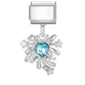 Ciondolo per bracciale modulare con cuore di cristallo blu e stelle in argento - 1*0.9cm / Ciondolo con Base in Acciaio - Fuochi d'Artificio Strass Blu