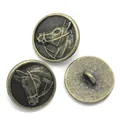Antike Bronze Zinklegierung Metallknopf mit Pferdekopf Relief für Mäntel 15mm - 15mm / Antikbronze