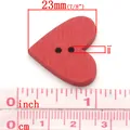 Botones de madera rojos en forma de corazón 23mm con 2 agujeros para costura infantil - Corazón / 24x23mm / Mezclado