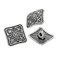 Antique silver square flower engraved zinc alloy metal shank buttons for coats and shirts - Engraved Flower Square Style / Antique Silver