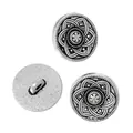 Vintage silver metal alloy buttons with six-petal flower carving for coats and DIY sewing - Antique Silver 15mm