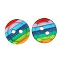 Regenbogenfarbene runde Kunstharzknöpfe mit zwei Löchern für DIY-Nähen und Schmuck - Bunt